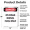 Signmission Portrait On Road Diesel Fuel Only Danger Sign, Plastic, 12in W x 18in L, 2PK OS-2PACK-DS-P-1218-V-1127 - alternate 2